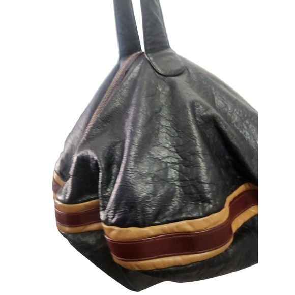 VINTAGE RARE 1970S B BARON BLUE Genuine Leather Handbag Women ROUND HIPPY BLUE - Picture 14 of 16